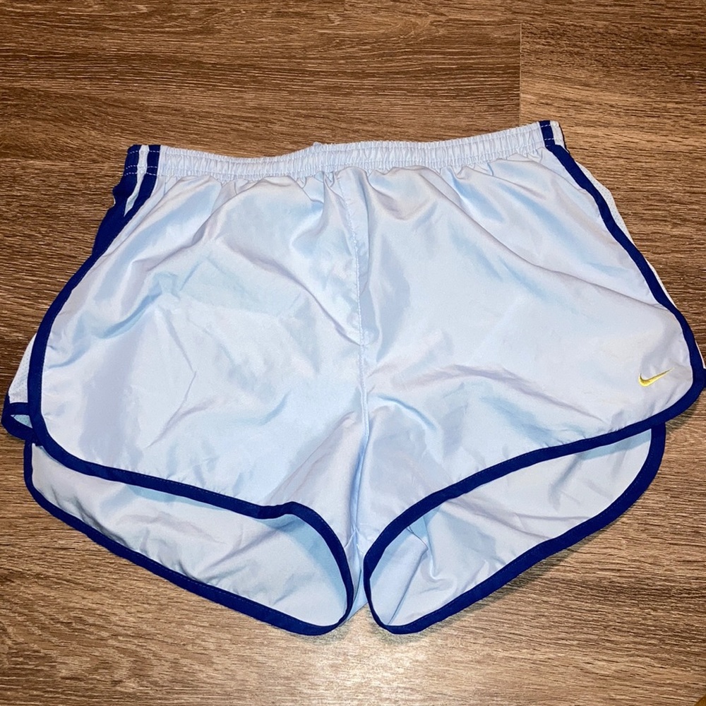 Athletic shorts, light blue and dark blue color
